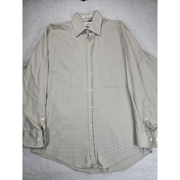 Valentino Other - Valentino Uomo Men's long Sleeve 16 34-35 Striped Beige White Shirt Cotton
